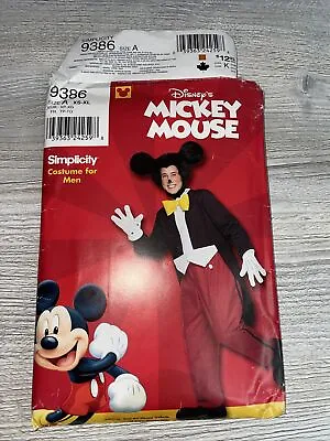 Simplicity #9386 ~ Pattern Disney Mickey Mouse Suit ~ XS - XL 30 - 48 ~ FF Sz A • $12.99