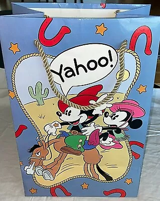 Vintage DISNEY Gibson GIFT BAG ~ Yahoo! Cowboy MICKEY & MINNIE MOUSE Cowgirl • $3.56