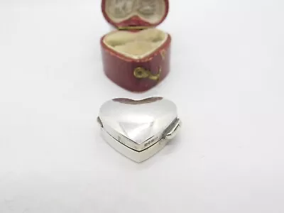 Sterling Silver Small Heart Pill Box 1988 London Vintage • $52.69