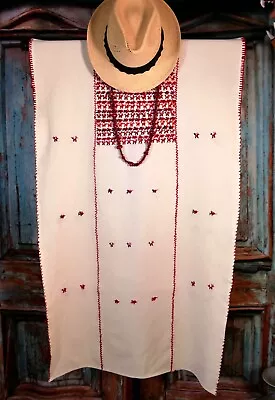 M/L Huipil Dress Hand Embroidered Animals Cotton Manta Oaxaca Mexico Peasant • $75