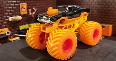 Custom 1/64 Scale Hot Wheels Monster Jam Truck Ghost Rider Dodge Charger Flames • $39.95