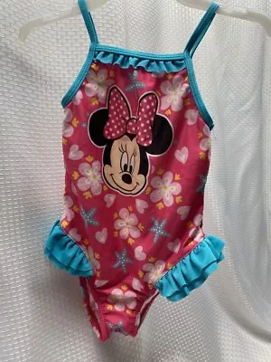 Disney Minnie Mouse Floral 2T Toddler One-Piece Swimsuit Multi-Color (K-031) • $8.50