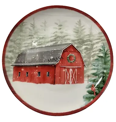 NEW Mikasa S/4 Countryside Xmas Holiday BARN 9  Salad Plates DANIELLE MURRAY • $42.59