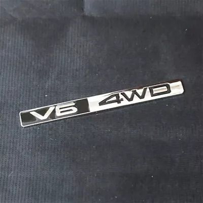 1x Black Silver Chrome V6 4WD Metal Decal Badge Sticker Emblem Diesel SUV Sports • £9.58