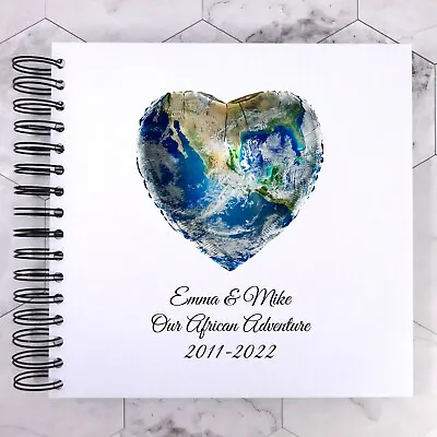 Personalised World Heart A3/A4/A5 Scrapbook Photo Album Guest Book Travel DIY • £8.99