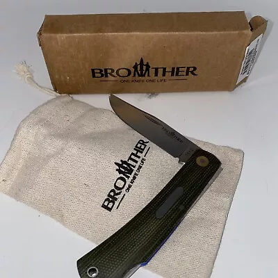 New Watchman Brother 1512 LockBack Pocket Knife Green Micarta Scales 440C Steel • $22