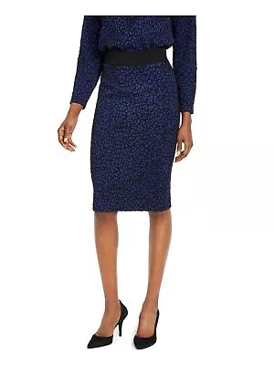 Michael Kors Skirt Leopard Jacquard Knit Pencil Women Blue Sz PL NEW NWT 500 • $22