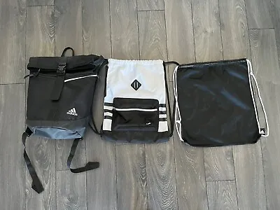 Set Of 3 Adidas Basketball Soccer Sport Backpack Drawstring Bag • $13.99