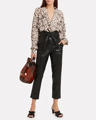 Aje Evelyn Leopard Crepe Blouse Multi 8 Women’s • $80