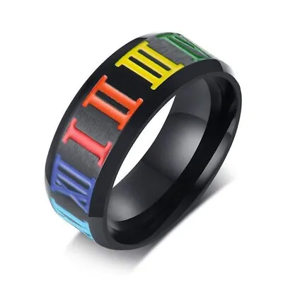 Rainbow Gay LGBT Pride Black Stainless Steel Ring For Man Jewelry Accessories • $14.85