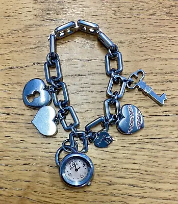 Fossil F2 Es-1920 25071 Charm Watch Bracelet Padlocks Hearts Women’s Ladies • £25