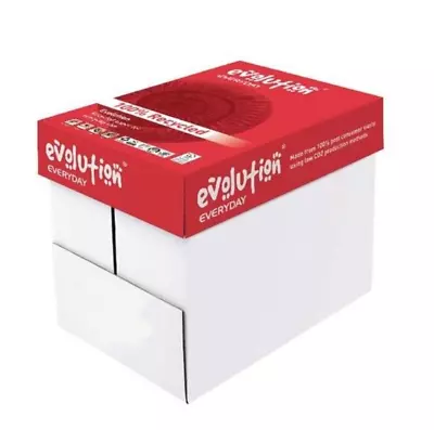 Evolution Everyday A4 White Copy Printer Recycled 80gsm Paper [1 Box Of 2500] • £15.95