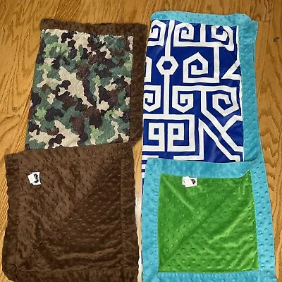 Set Of 2 Mud Pie/Mudpie Minky Geometric And Camouflage Security Blankets/Loveys • $38