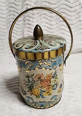 VINTAGE Murray Allen REGAL CROWN MultiUse Floral Tin W/Lid & Handle ENGLAND Made • $25.55