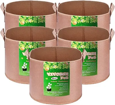 $20.89 • Buy VIVOSUN 5 Pack 10 Gallon Garden Plant Pots Fabric Grow Bag Breathable W/Handles