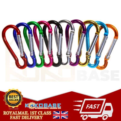 £3.18 • Buy Aluminium Carabiner D-Ring Spring Clip Snap Hook Keychain Keyring Quick Release