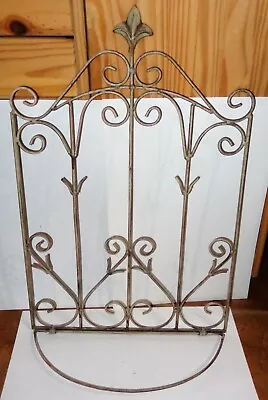 Vintage Ornate Garden Gate Arched Finial Metal Wall Hanging Decor With Fold Down • $36.50