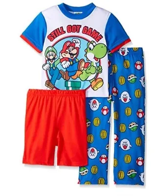 MARIO Pajamas Boy's Size 6 NeW YOSHI 3 Piece Shirt Pants Shorts Pjs Set NWT • $28.99