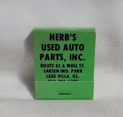 Vintage Herb's Used Auto Parts Matchbook Lake Villa Illinois Advertising Full • $12.99