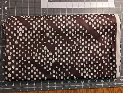 Vintage Brown Polyester Fabric - 1 1/2 Yards 1970s Pattern Geometric Design • $2.99