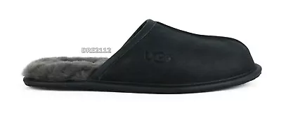 UGG Scuff Leather Black Fur Slippers Mens Size 11 -NIB- • $66.45