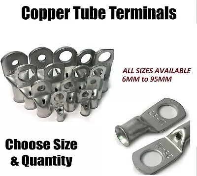 £3.69 • Buy Copper Tube Terminals Terminal Battery Welding Cable Lug Ring Crimp  All Sizes