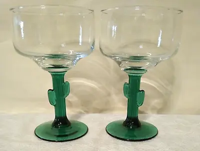 Set Of 2 Green Cactus Stem & Base 12 Oz. Margarita Glasses • $14.88