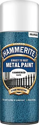 Hammerite Direct To Rust Metal Paint Aerosol Hammered White Finish 400ML  • £9.99