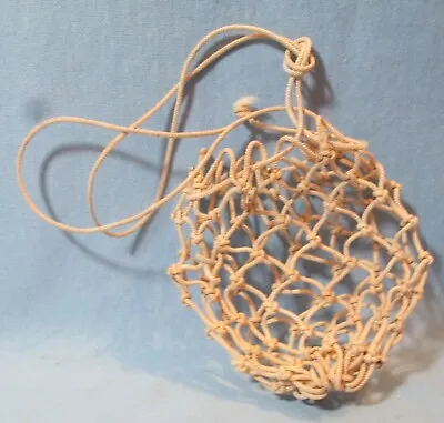 HAND TIED VINTAGE - Fish Net Buoy Ball Rope Netting - Nautical   NO BALL • $12.77