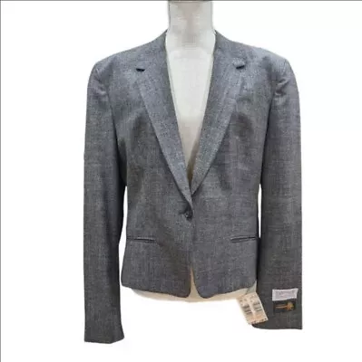 Habersham Mark Shale Women's 100% Wool Grey Single Button Blazer Size 16 NWT • $58