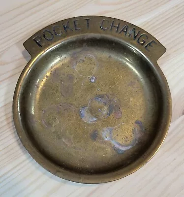 Vintage Solid Brass 5  POCKET CHANGE Trinket Dish Key Holder Coin Tray Bowl • $14.99