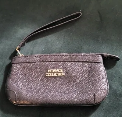 Versace Collection Black Leather Wristlet • $89