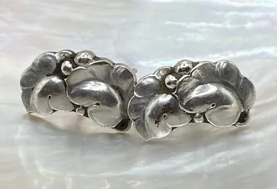 Vintage Georg Jensen USA Sterling Silver Screw Backs Leaves Earrings RARE • $250