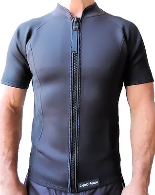 $57 • Buy Men’s 2mm Wetsuit Jacket, Full Front Zipper, Short Sleeve, Sizes:Small-3XL, New