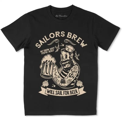 £13.99 • Buy Sailors Brew T-Shirt Navy Marine Man Beer Drink Anchor Ship Sailing Nautica P257