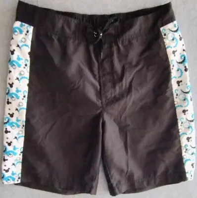 Disney Mickey Mouse Swim Trunks Men’s M Black Blue Fractal Graphic Shorts • $15.95