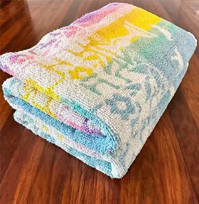 2 Vintage SUPERTEX Bath / Beach Towels - Rainbow Colours - RETRO 70s - Caravan • $49.95