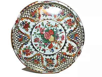 Vtg Daher Decorated Ware England Tin Floral 16  Diameter Tin Metal Tray • $29.84