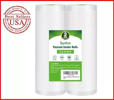 $16.91 • Buy 2 Rolls 8  X 50' Food Storage Bag Saver Embossed Universal Vacuum Sealer Bags