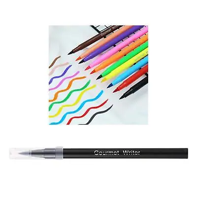 Cake Decorating Writing Food Colouring Pens Edible Marker Pen Brushes Black • £5.50