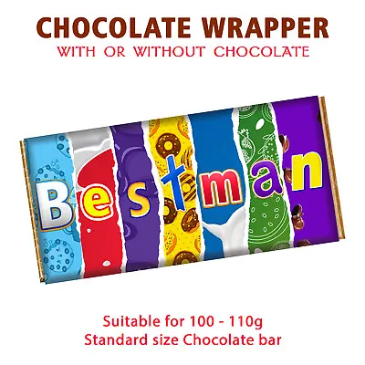 Best Man Chocolate Bar Wrapper Novelty Gift For Wedding Birthday Christmas • £4.99