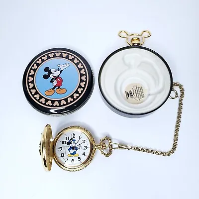 Vintage 1995 Disney Verichron Mickey Mouse Pocket Watch Train Ticket Collector • $109.97