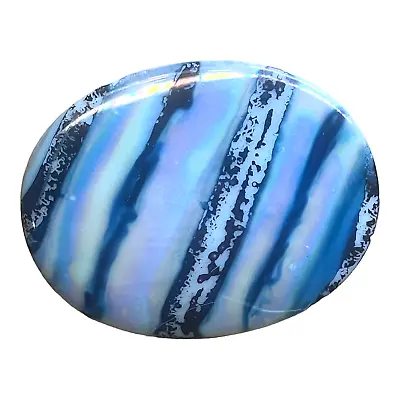 Porcelain Brooch Handmade Art Jewelry Pin Iridescent Blue Black Purple Ceramic • £12.29