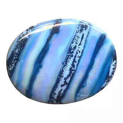 Porcelain Brooch Handmade Art Jewelry Pin Iridescent Blue Black Purple Ceramic • £12.29