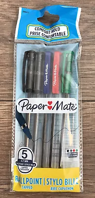 Paper Mate Comfort Hold Ballpoint Pens Assorted Colours - 5 Pack NEW • £3.99