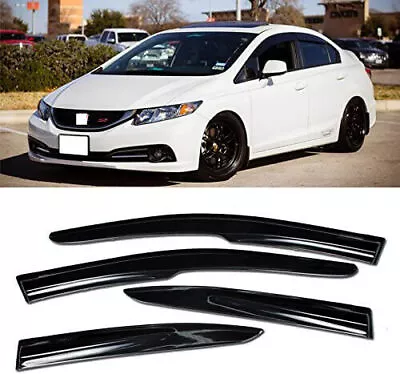 For 2012-2015 Honda Civic Sedan JDM 3D Wavy Mugen Style Window Visor Rain Guard • $37.99