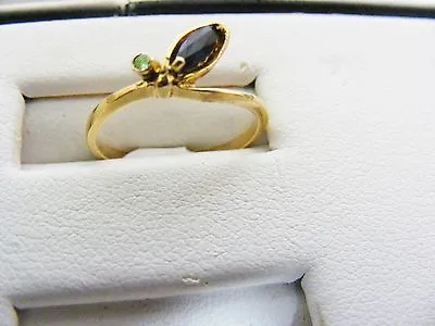 Marques Sapphire And Mini Diamond Ring 18k Solid Yellow Gold Band • $295