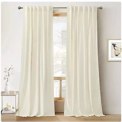 Cream Velvet 2 Panel Extra Long Curtain High Quality Rod Pocket Netural Curtain • $164.53