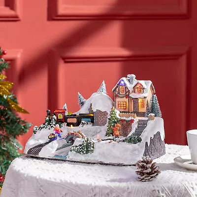 Musical Christmas Village Scene W/ LED Battery-Operated Festival Decoration • £39.99