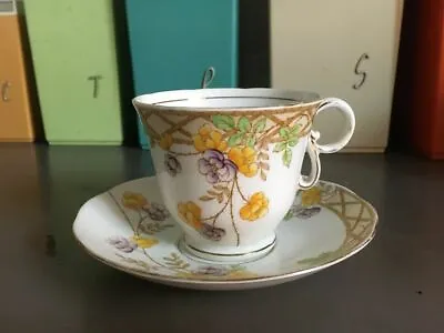 Floral Tea Cup & Saucer Rustic 9952-1 Salisbury Fine Bone China England 50s • $40
